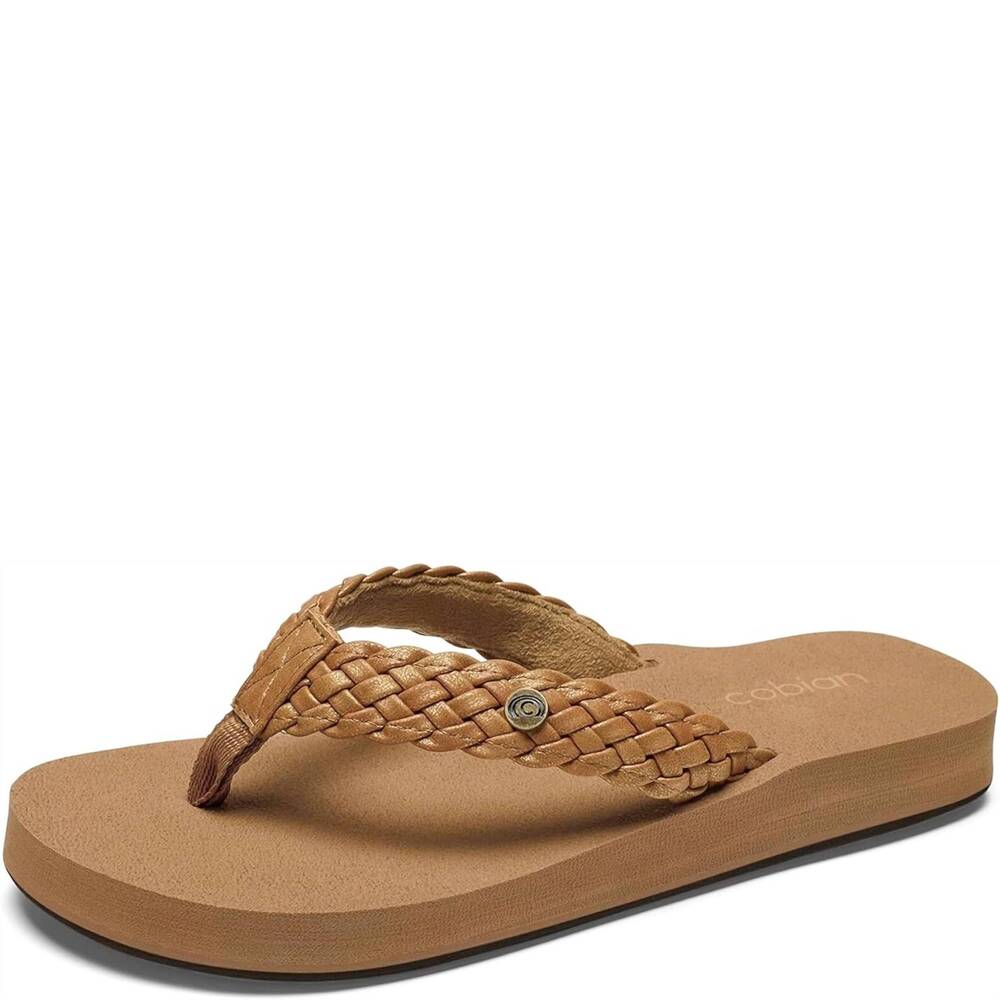 NEW COBIAN women's braided bounce sandals in chestnut
